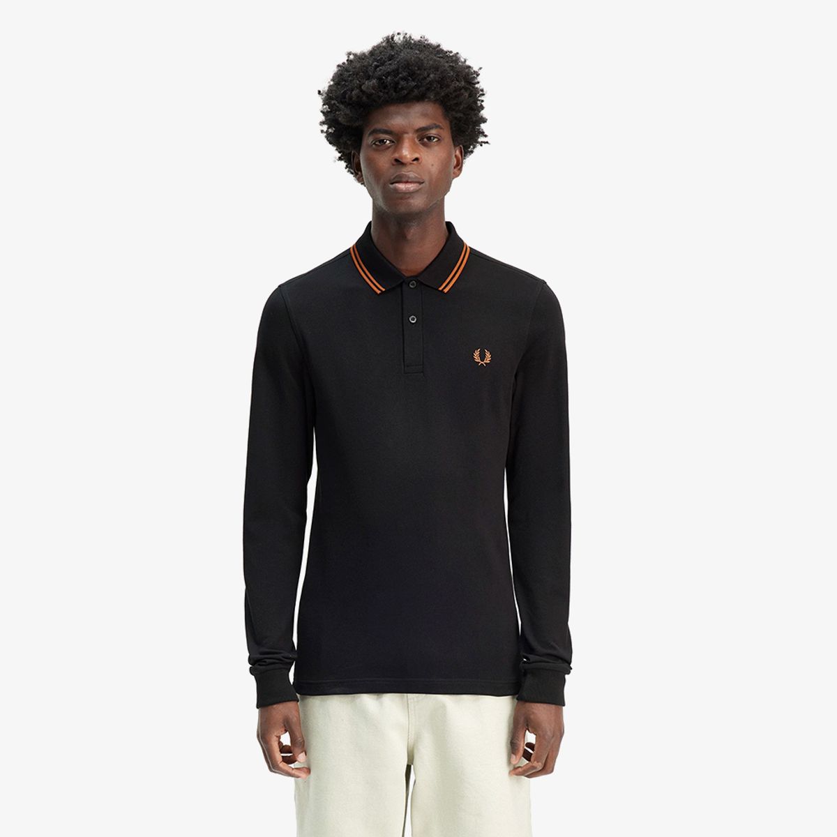 프레드페리(FRED PERRY) [M3636] 롱 슬리브 트윈 팁 프레드페리 셔츠 - 블랙/마멀레이드 AFPM2433636-W96