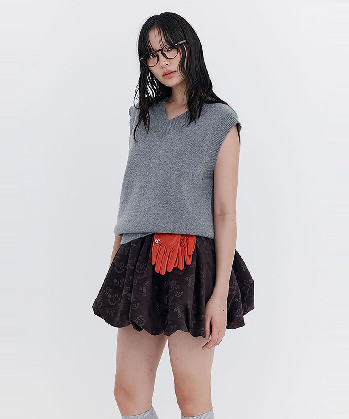 분더캄머(WNDERKAMMER) Damage Knit Vest_Grey (데미지 니트 베스트_그레이)