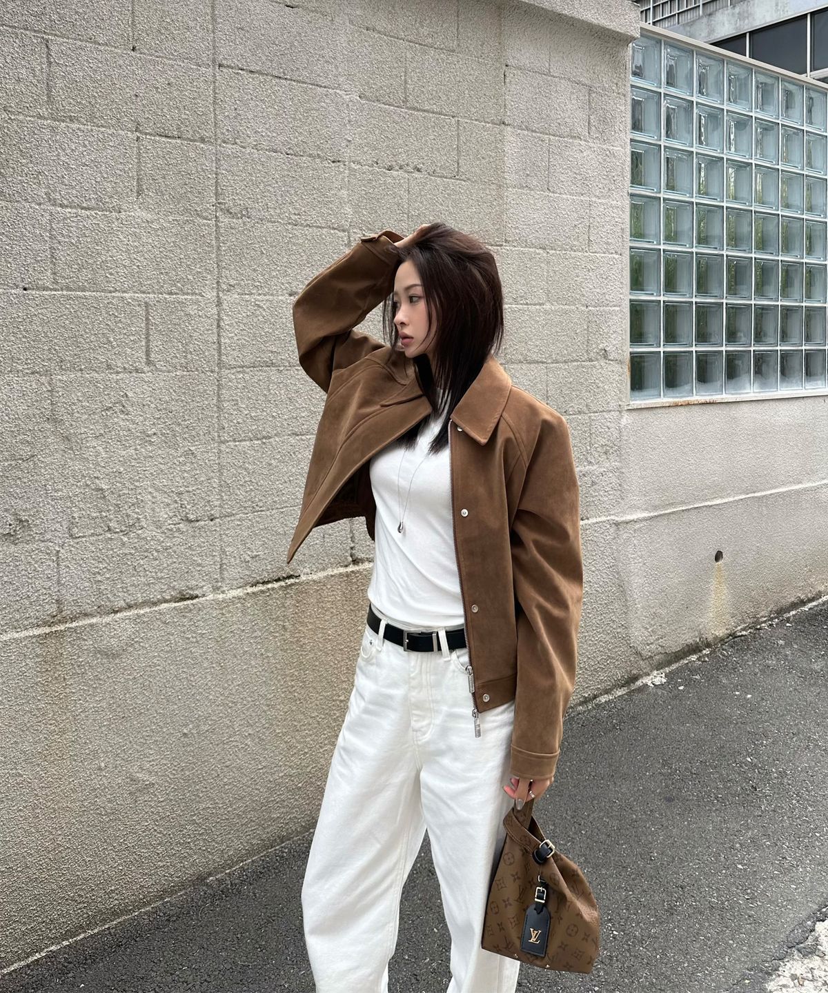 마조네(MA JOURNEE) SUEDE PLEATS BOMBER JACKET_CAMEL