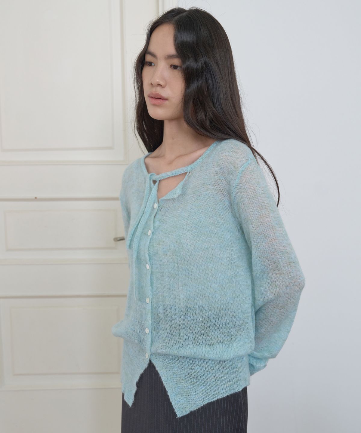 마조네(MA JOURNEE) STRING CARDIGAN_MINT