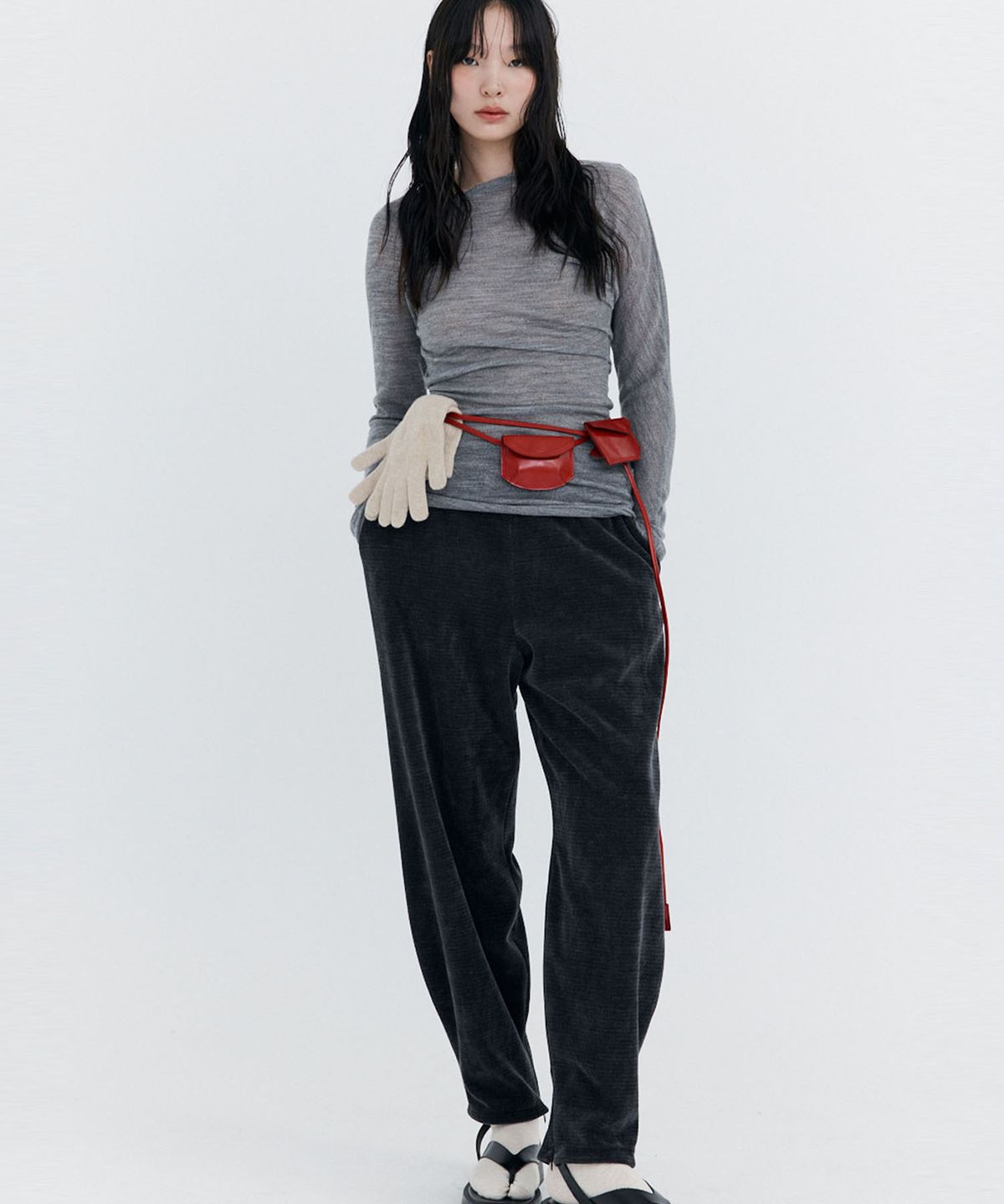 분더캄머(WNDERKAMMER) Corduroy Balloon Pants_Charcoal (코듀로이 벌룬 팬츠_차콜)