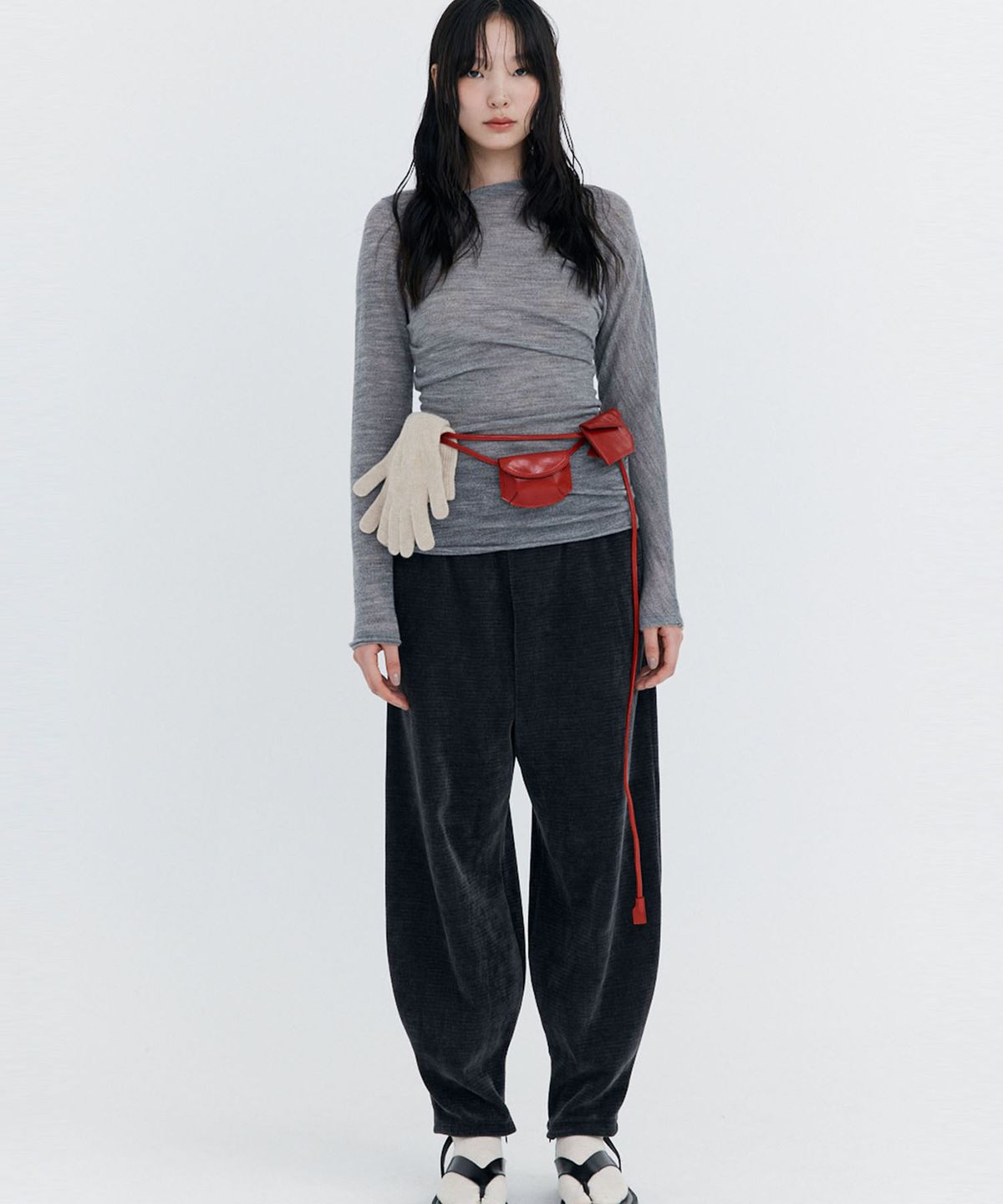 분더캄머(WNDERKAMMER) Corduroy Balloon Pants_Charcoal (코듀로이 벌룬 팬츠_차콜)