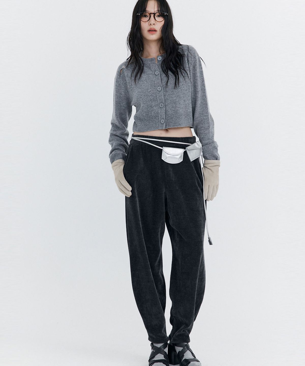 분더캄머(WNDERKAMMER) Corduroy Balloon Pants_Charcoal (코듀로이 벌룬 팬츠_차콜)
