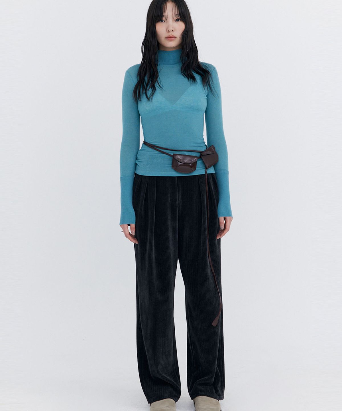 분더캄머(WNDERKAMMER) Corduroy Wide Pants_Charcoal (코듀로이 와이드 팬츠_차콜)
