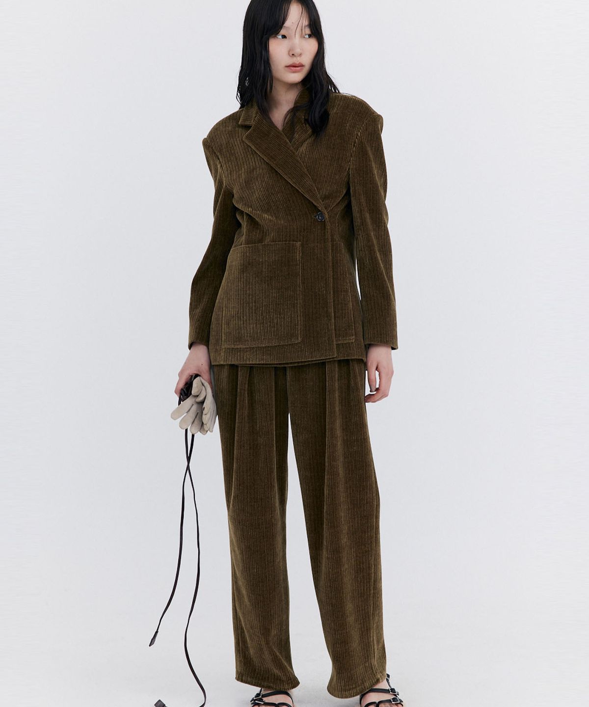 분더캄머(WNDERKAMMER) Corduroy Wide Pants_Khaki (코듀로이 와이드 팬츠_카키)