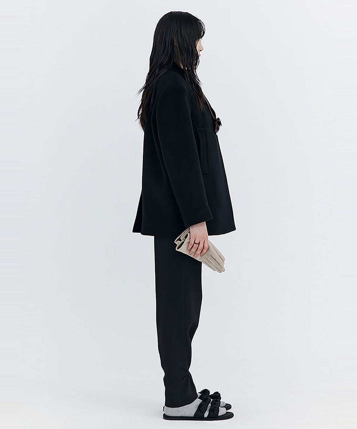 분더캄머(WNDERKAMMER) Wool Half Coat_Black (울 하프 코트_블랙)