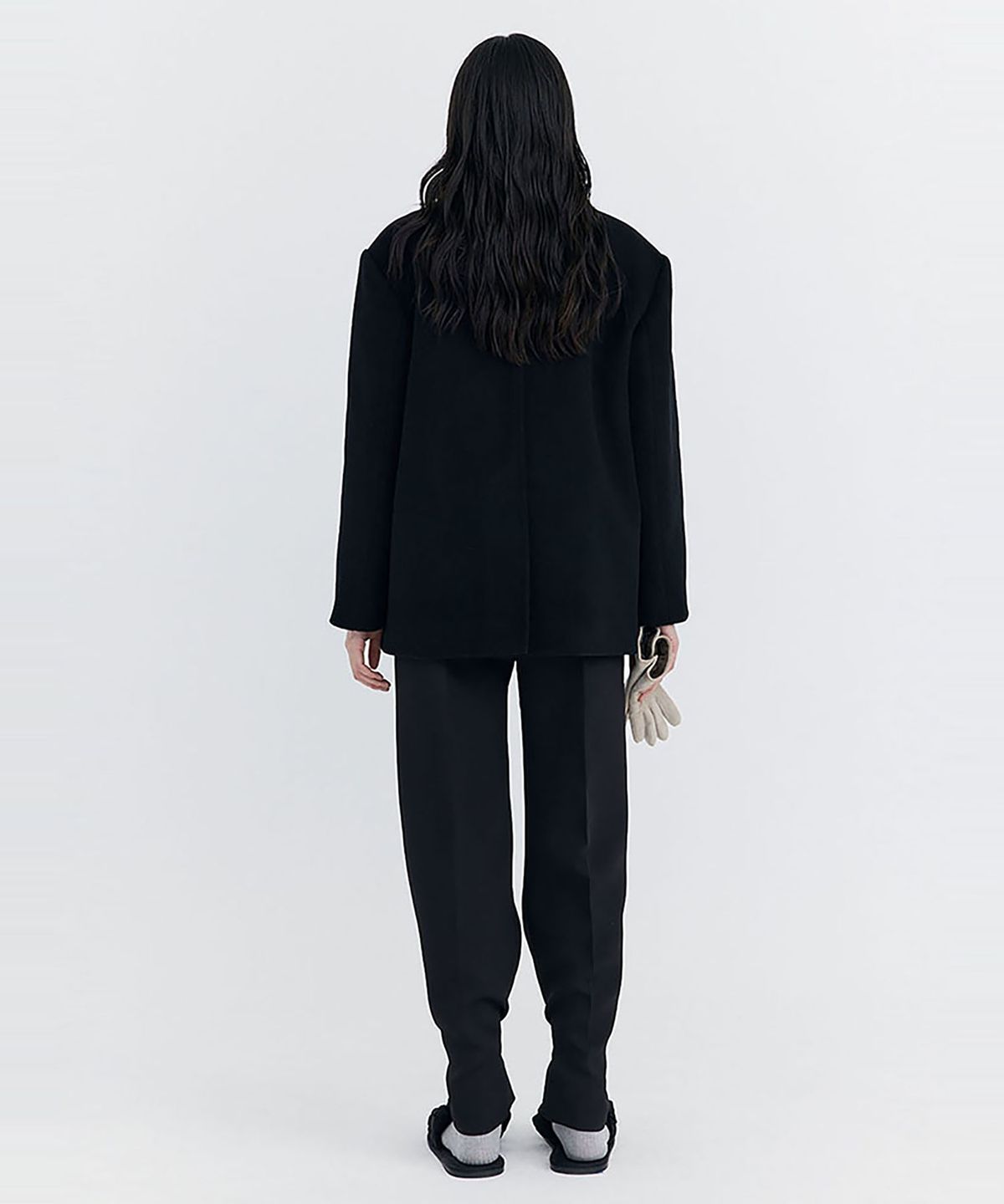 분더캄머(WNDERKAMMER) Wool Half Coat_Black (울 하프 코트_블랙)