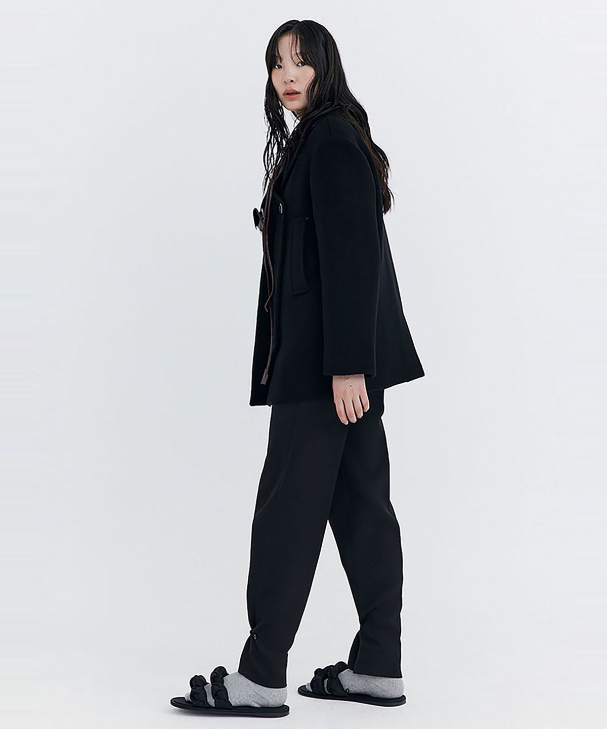 분더캄머(WNDERKAMMER) Wool Half Coat_Black (울 하프 코트_블랙)