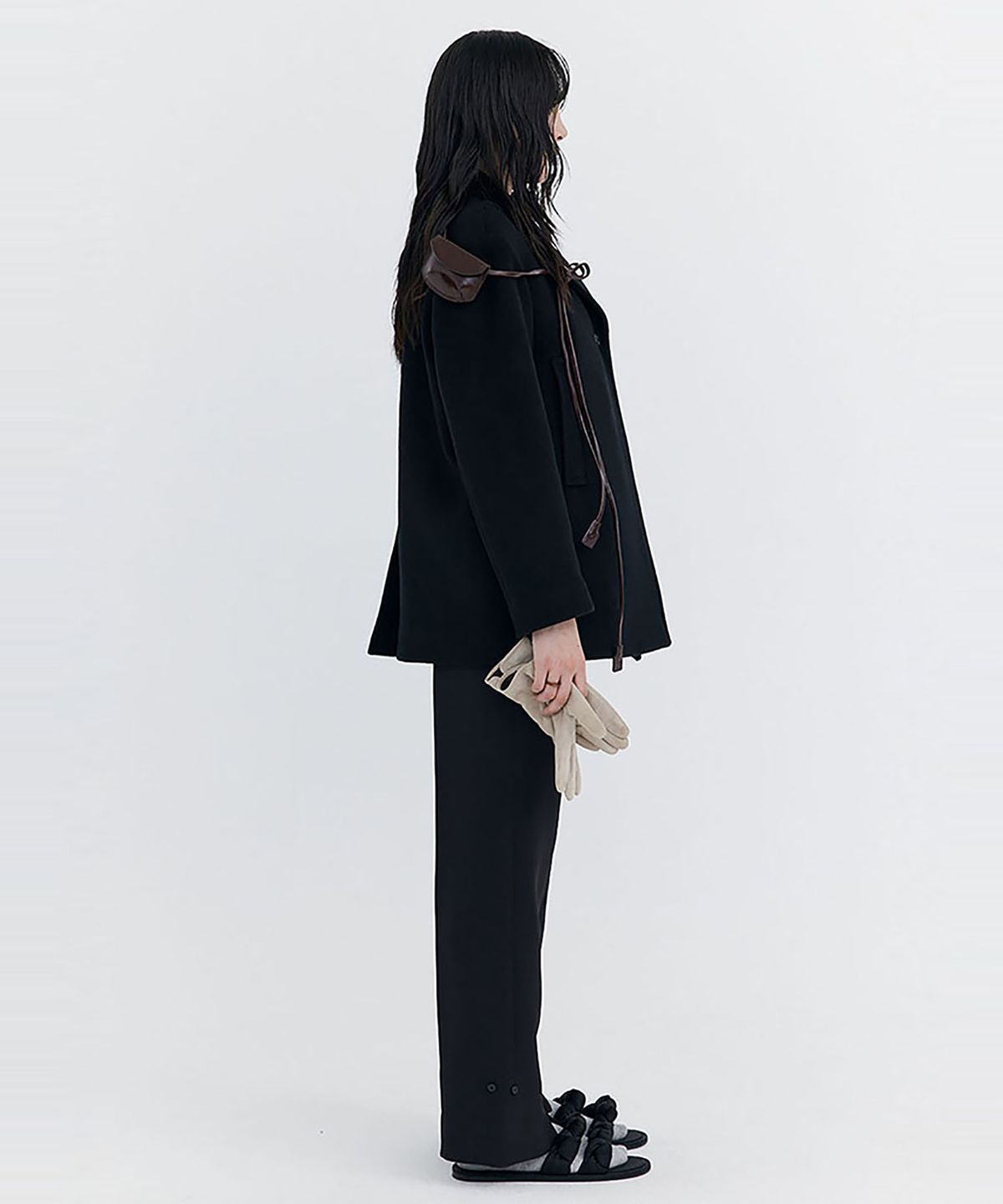 분더캄머(WNDERKAMMER) Wool Half Coat_Black (울 하프 코트_블랙)