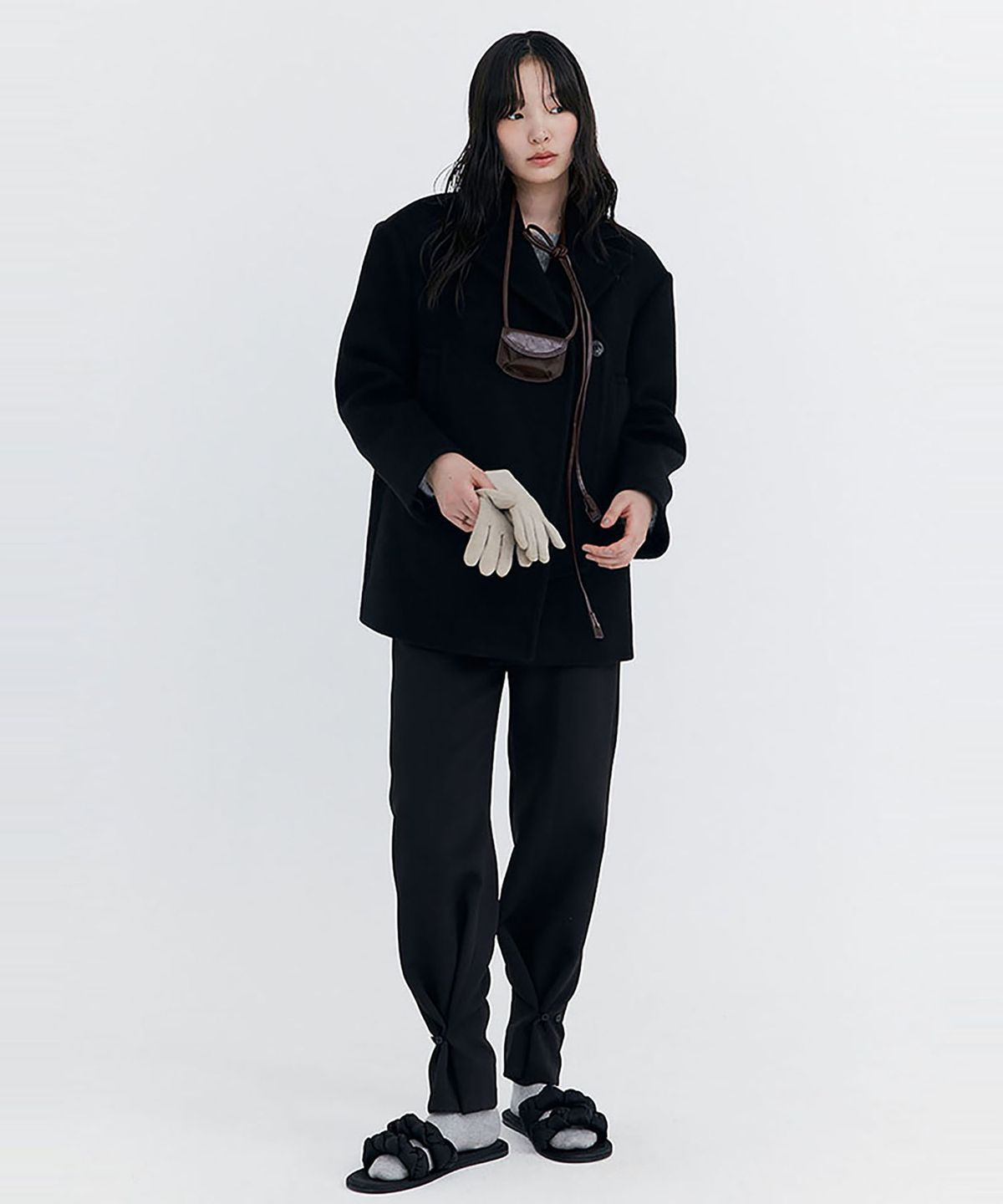 분더캄머(WNDERKAMMER) Wool Half Coat_Black (울 하프 코트_블랙)