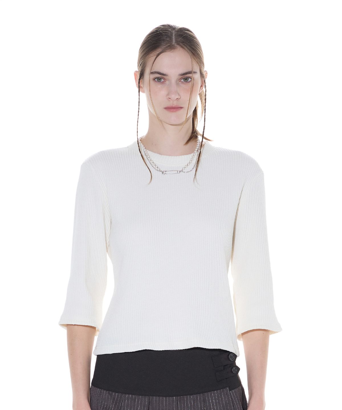 라티젠(LARTIGENT) L14 WAFFLE T-SHIRT (IVORY)