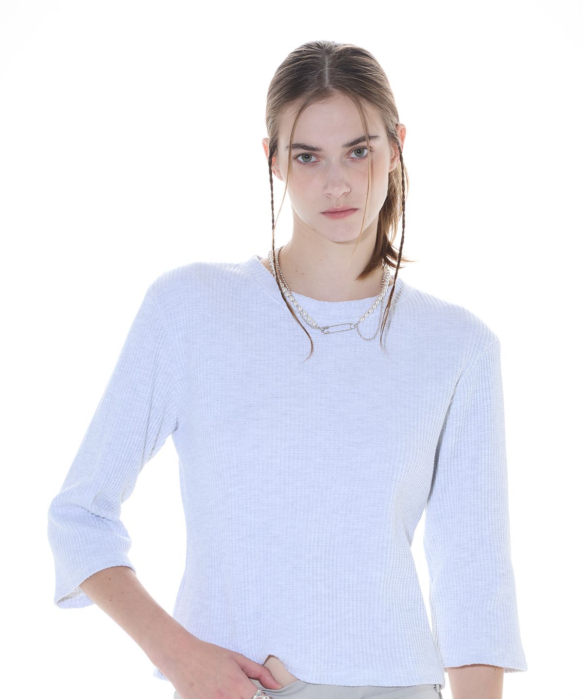 라티젠(LARTIGENT) L14 WAFFLE T-SHIRT(MELANGE)
