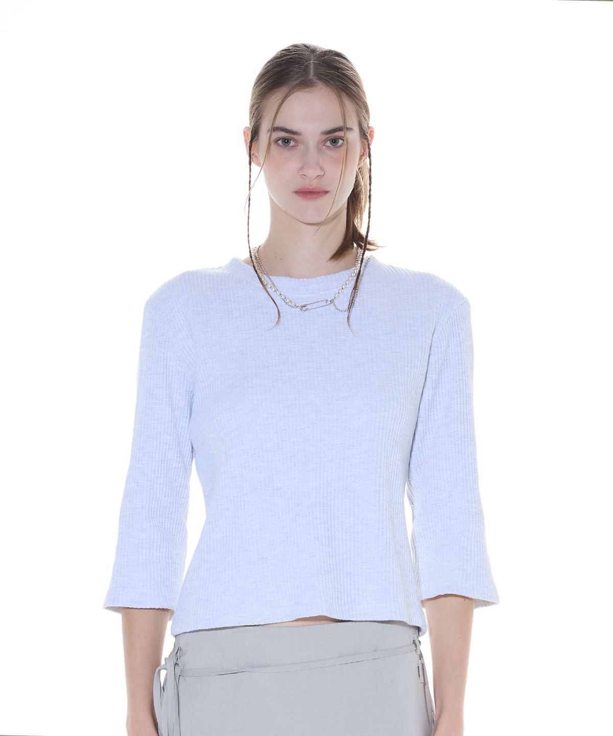 라티젠(LARTIGENT) L14 WAFFLE T-SHIRT(MELANGE)
