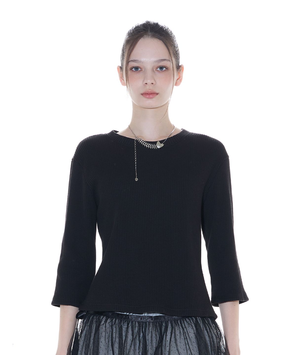 라티젠(LARTIGENT) L14 WAFFLE T-SHIRT (BLACK)