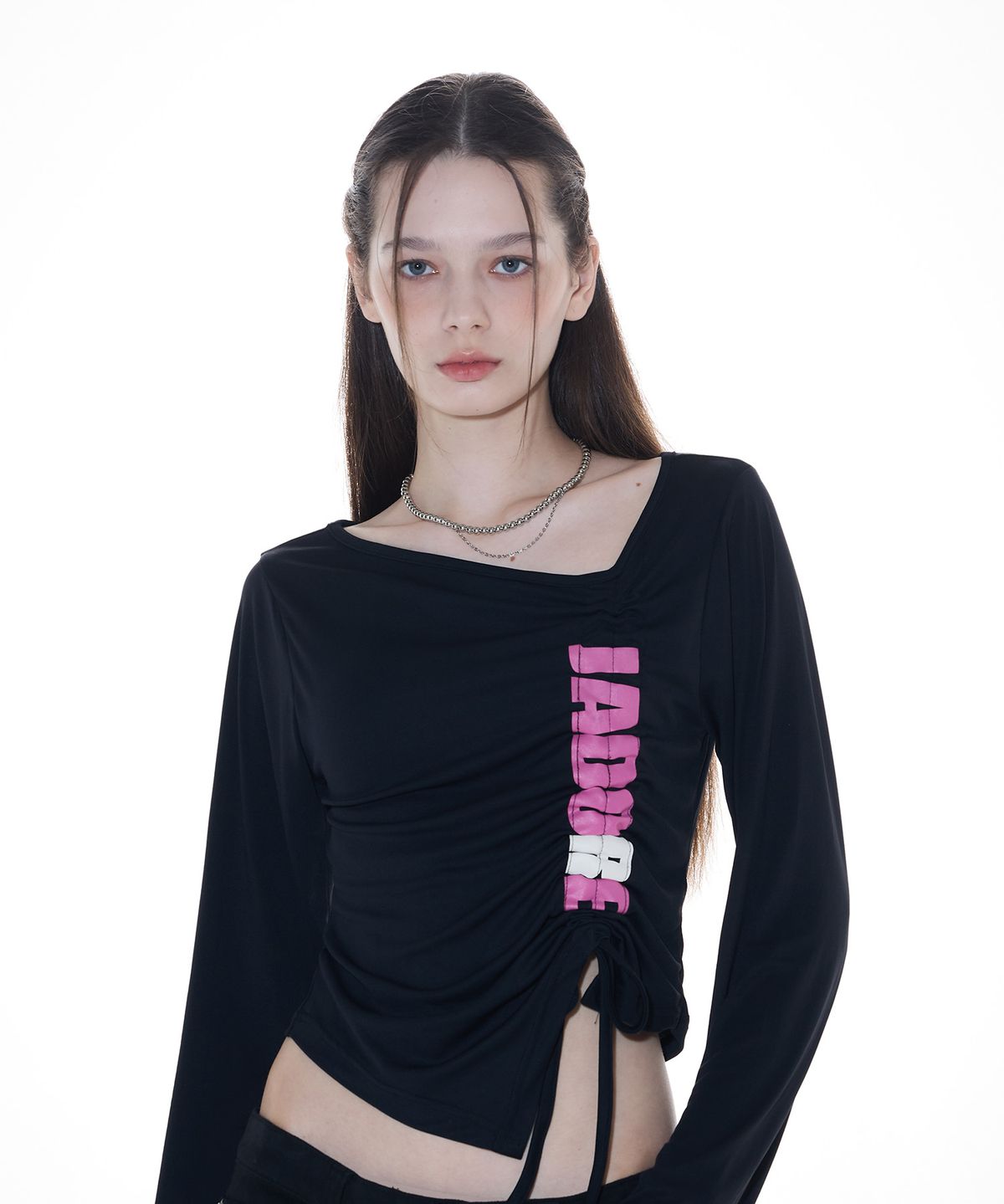 라티젠(LARTIGENT) L14 SHIRRING T-SHIRT(BLACK)