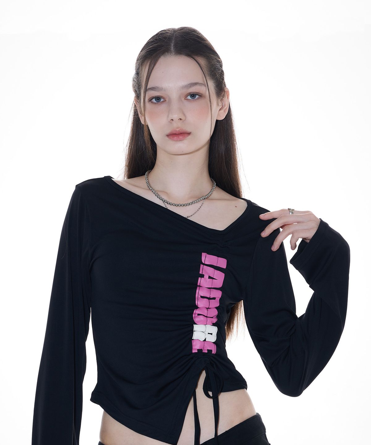 라티젠(LARTIGENT) L14 SHIRRING T-SHIRT(BLACK)