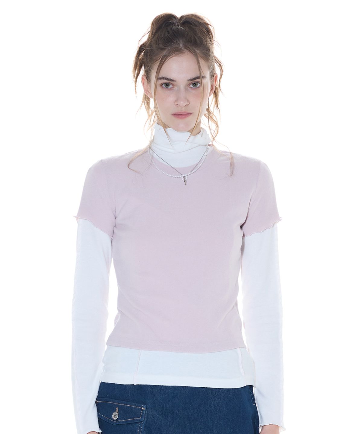 라티젠(LARTIGENT) L14 LAYERED T-SHIRT SET(PINK)