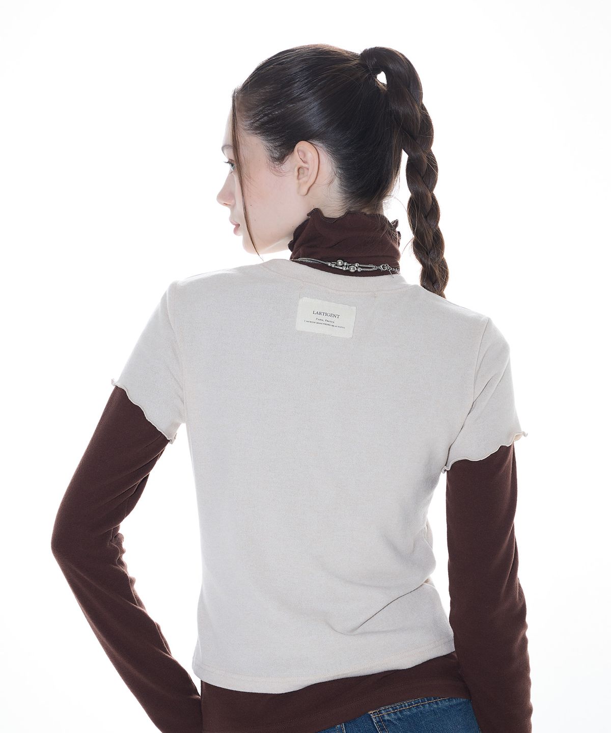 라티젠(LARTIGENT) L14 LAYERED T-SHIRT SET(BEIGE)