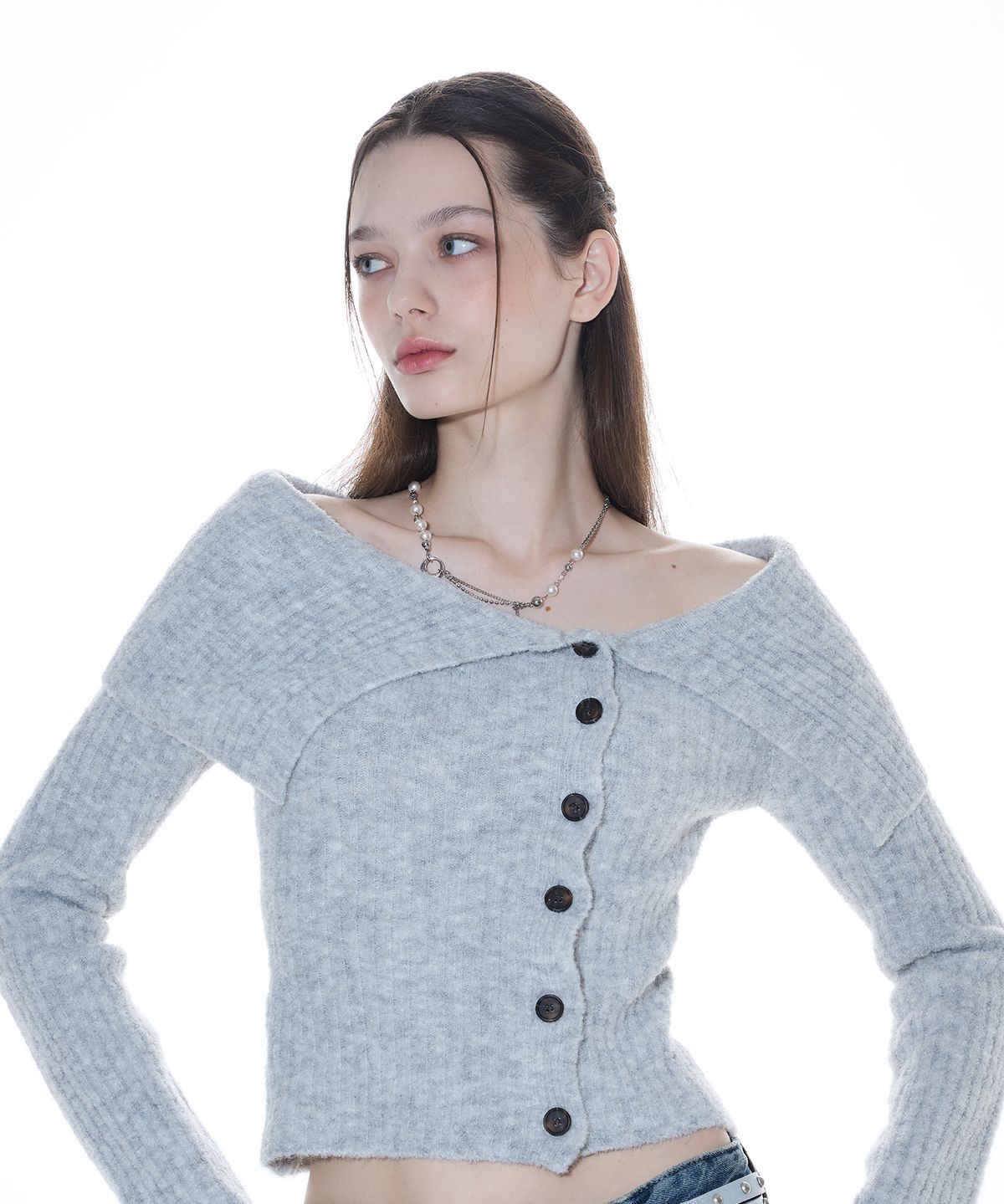 라티젠(LARTIGENT) L14 OFF-SHOULDER KNIT (GRAY)