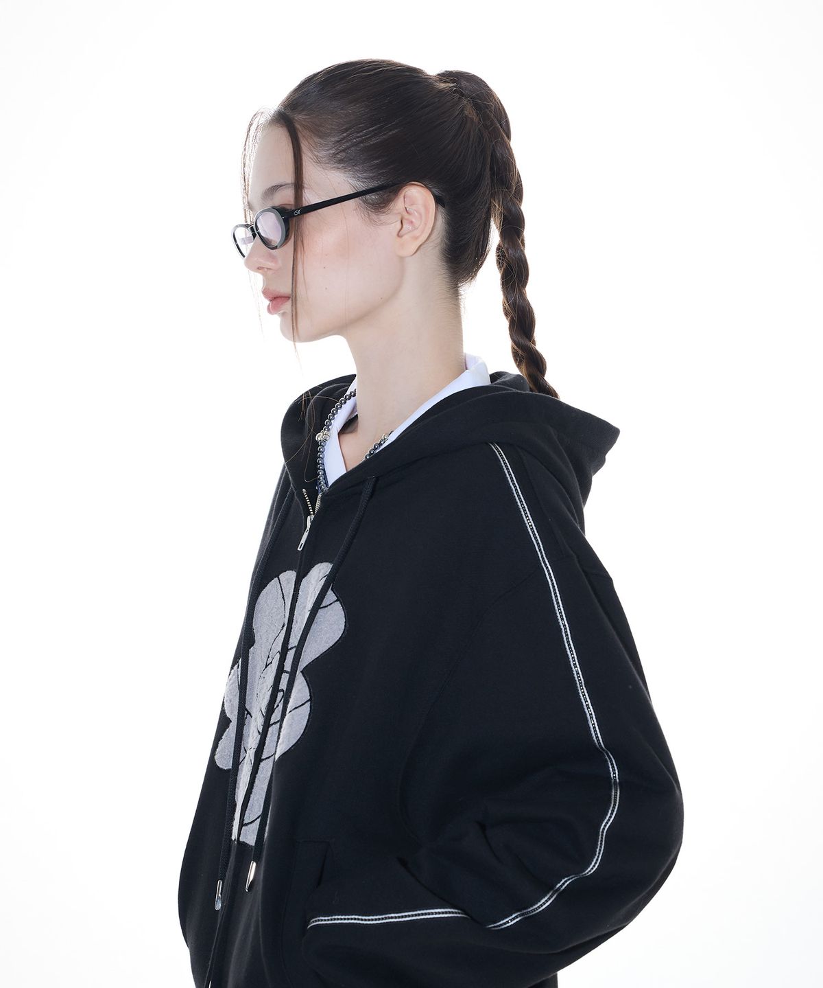 라티젠(LARTIGENT) L14 ROSE HOOD ZIP-UP(BLACK)