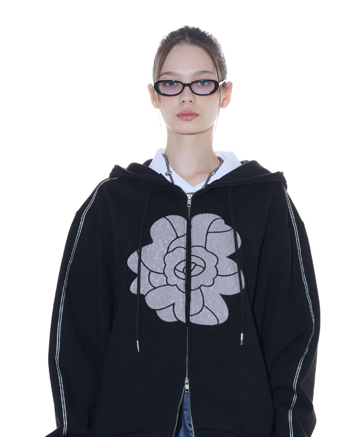 라티젠(LARTIGENT) L14 ROSE HOOD ZIP-UP(BLACK)