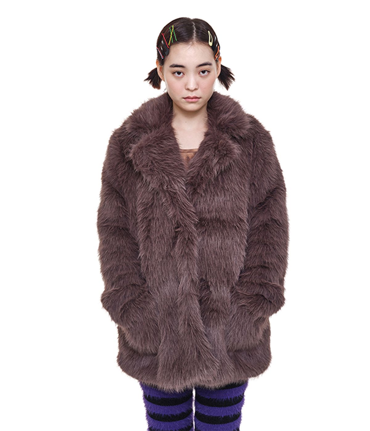 유쓰배쓰(YOUTHBATH) Bulky shaggy coat_charcoal