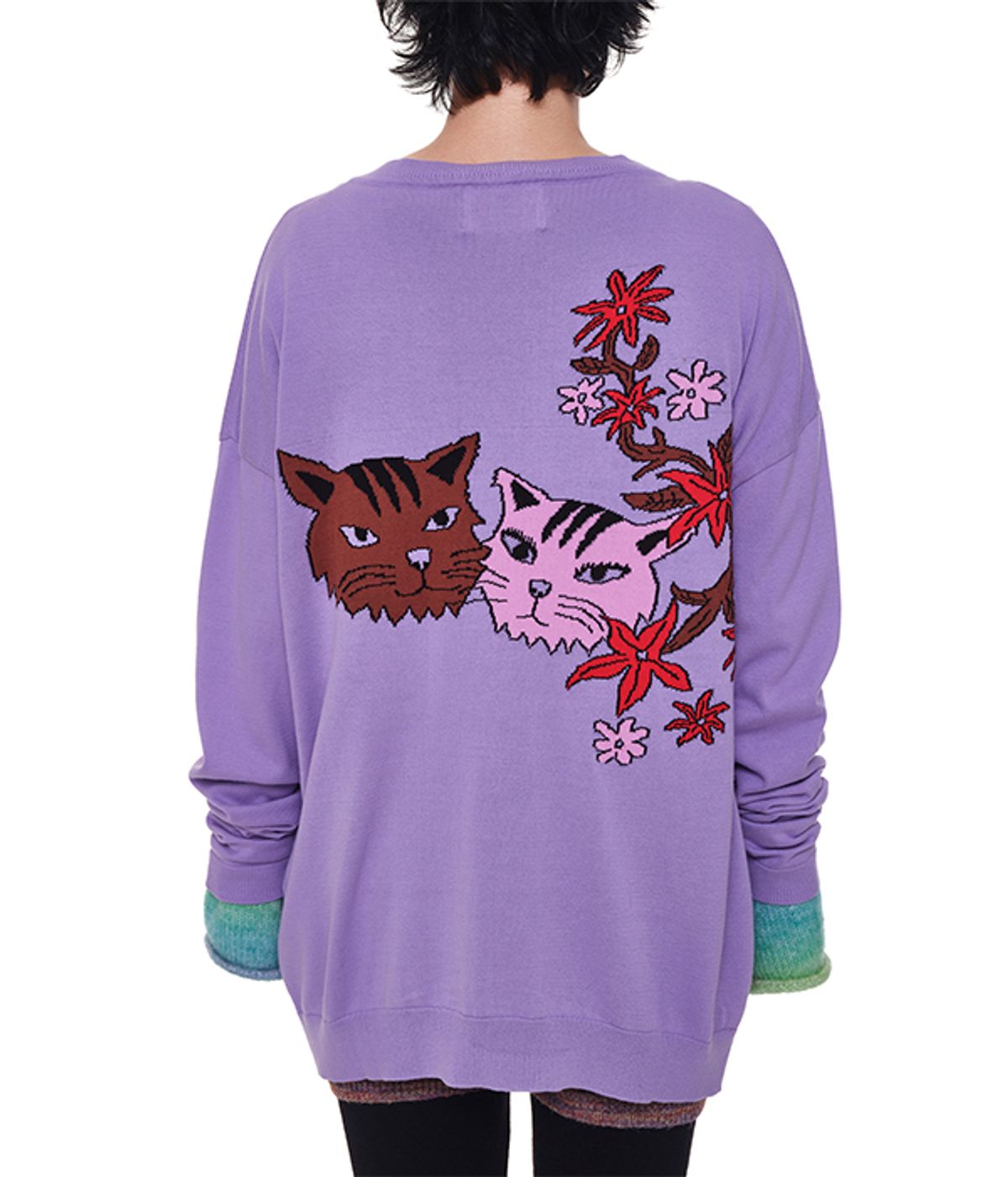 유쓰배쓰(YOUTHBATH) Cat graphic cotton cardigan_purple