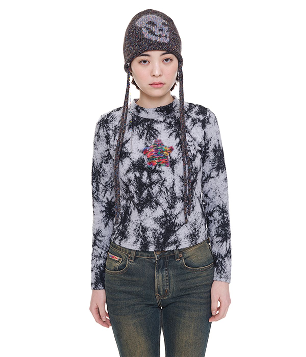 유쓰배쓰(YOUTHBATH) Rainbow star long sleeve_black