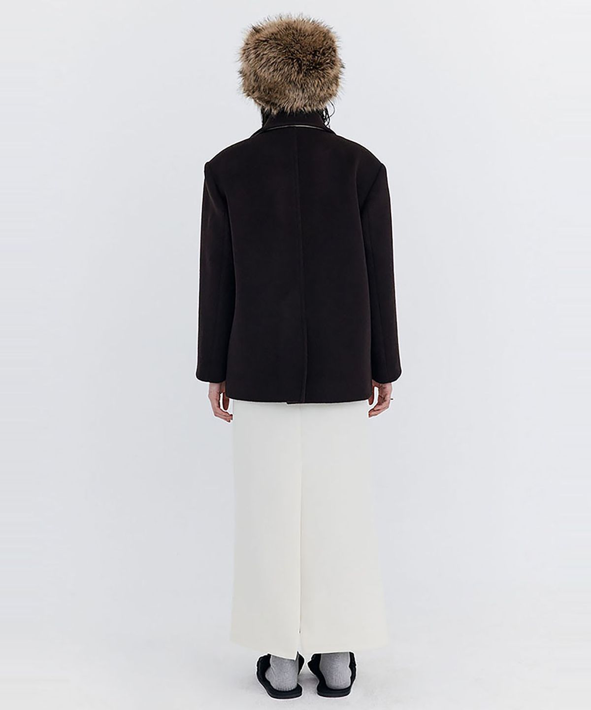 분더캄머(WNDERKAMMER) Wool Half Coat_Brown (울 하프 코트_브라운)