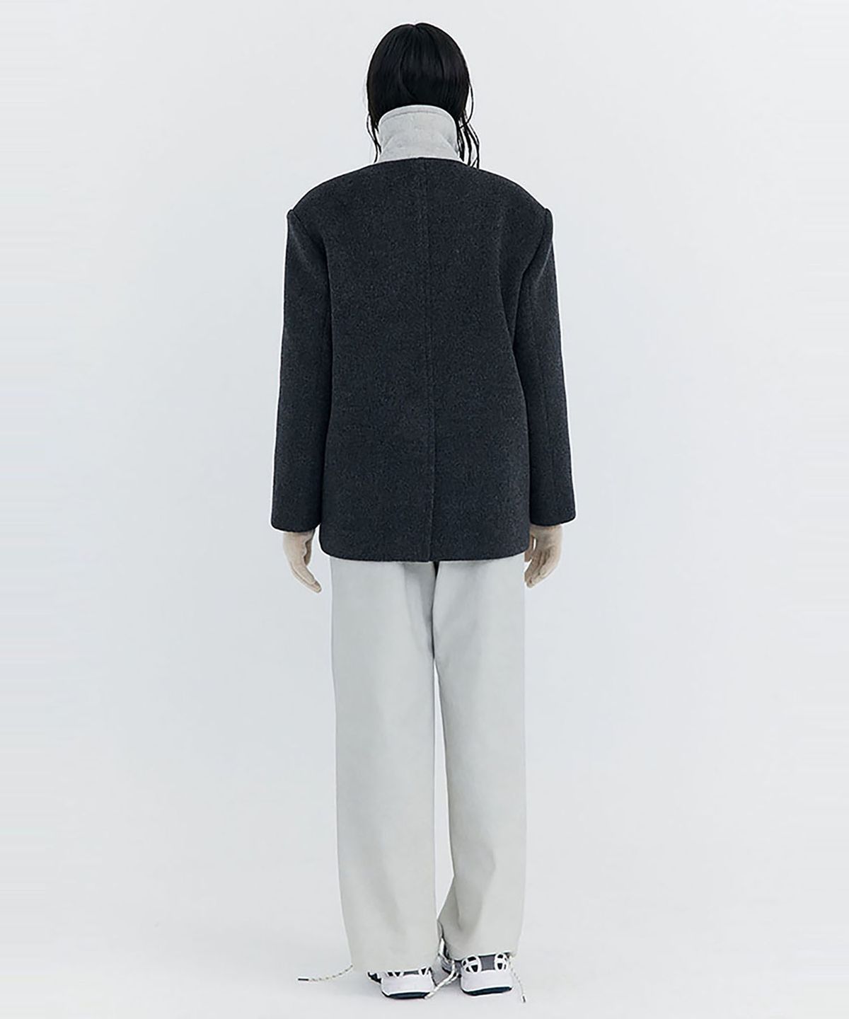 분더캄머(WNDERKAMMER) Wool Half Coat_Charcoal (울 하프 코트_차콜)