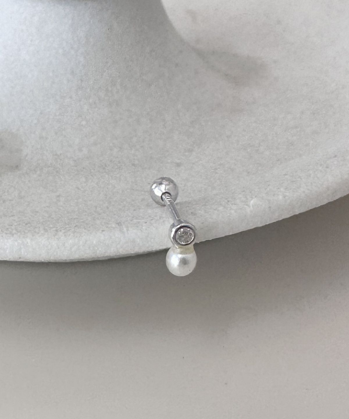 바라두(BARADU) 925 Round stone pearl piercing (single)