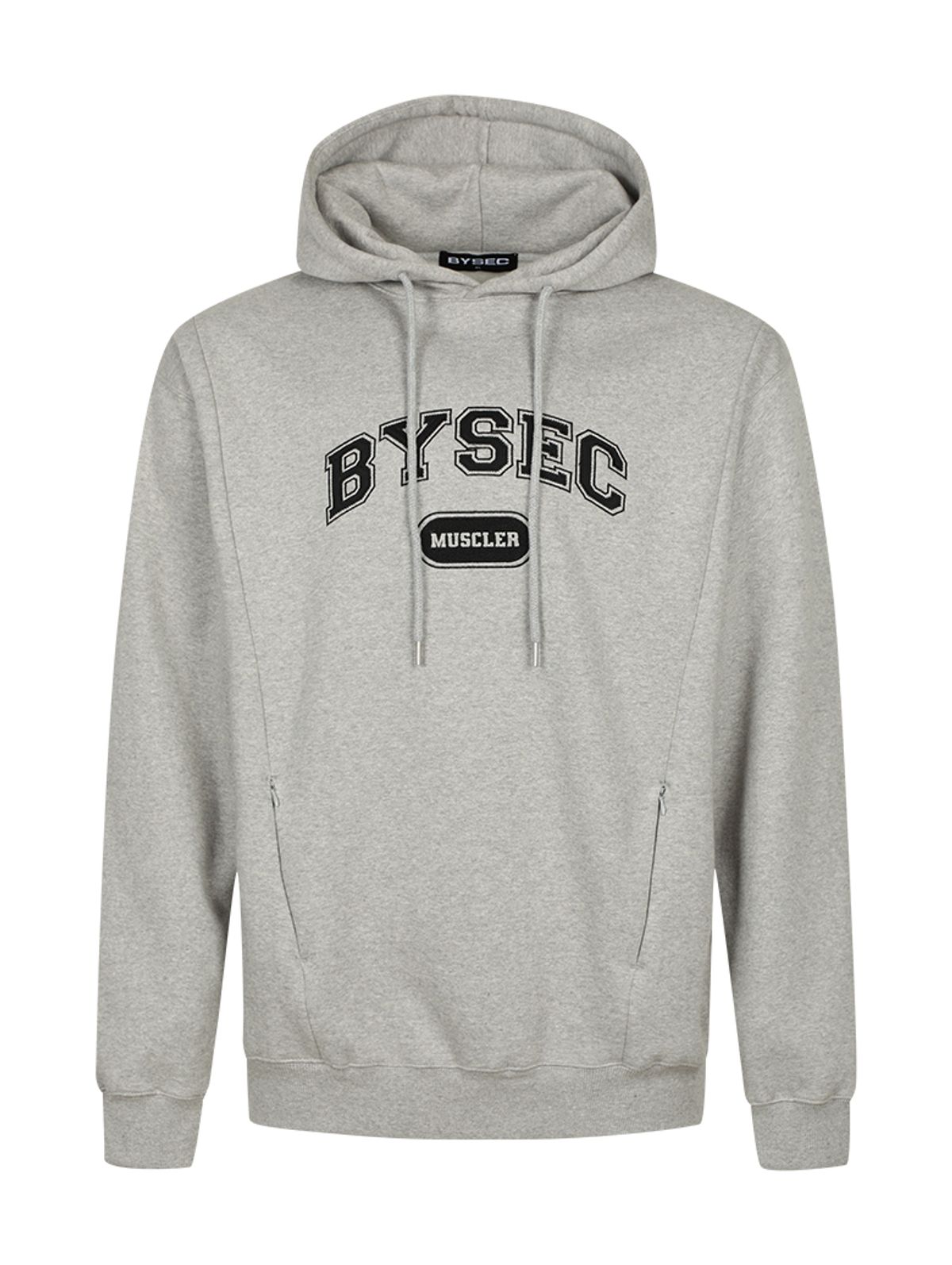 바이젝(BYSEC) 헤비기모 로고 오버핏 후드티_2Color