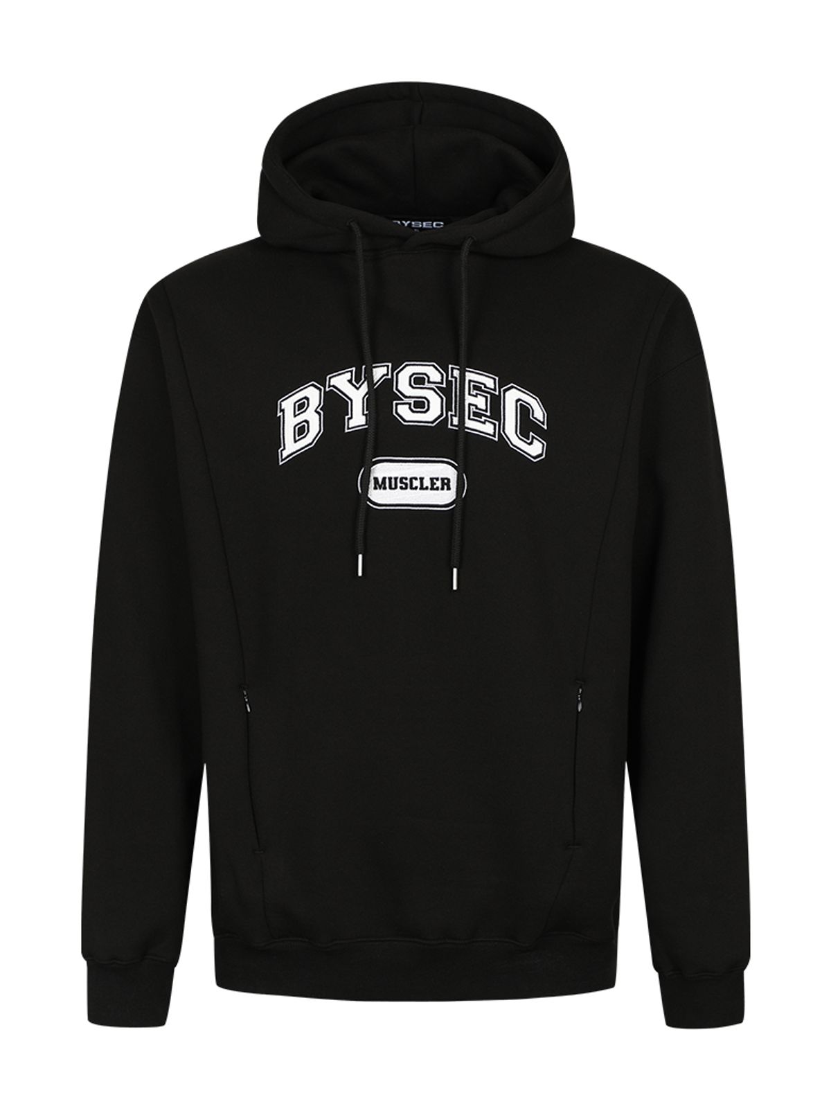 바이젝(BYSEC) 헤비기모 로고 오버핏 후드티_2Color