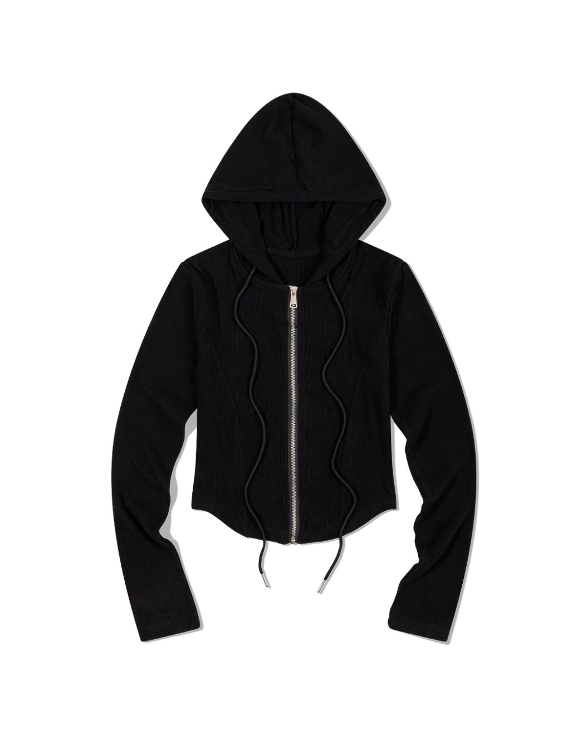 모아(MOAA) 웨이브 스티치 후디 집업 (BLACK)
