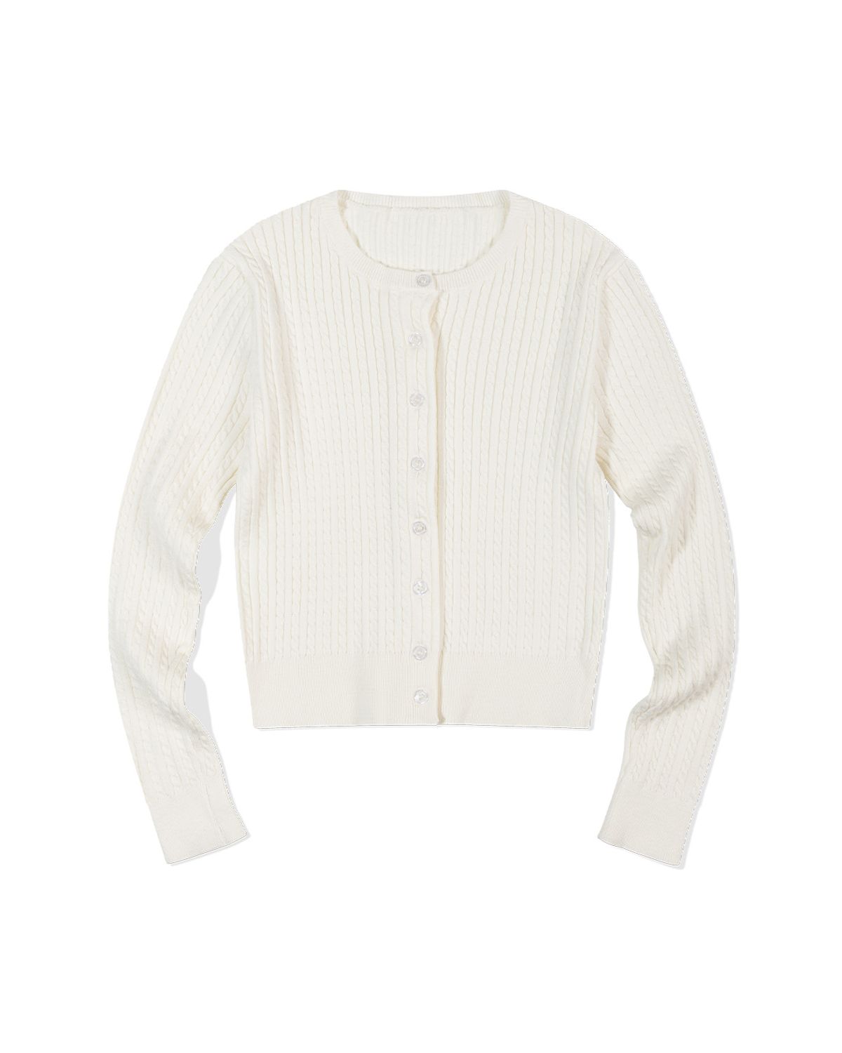 모아(MOAA) 케이블 버튼 업 카디건 (WHITE)