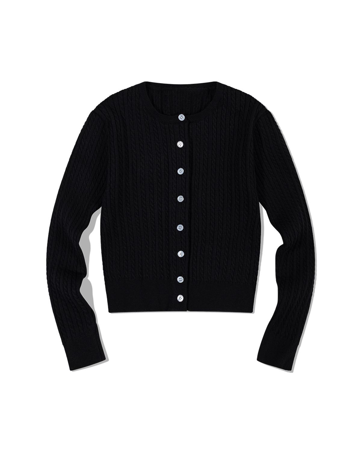 모아(MOAA) 케이블 버튼 업 카디건 (BLACK)