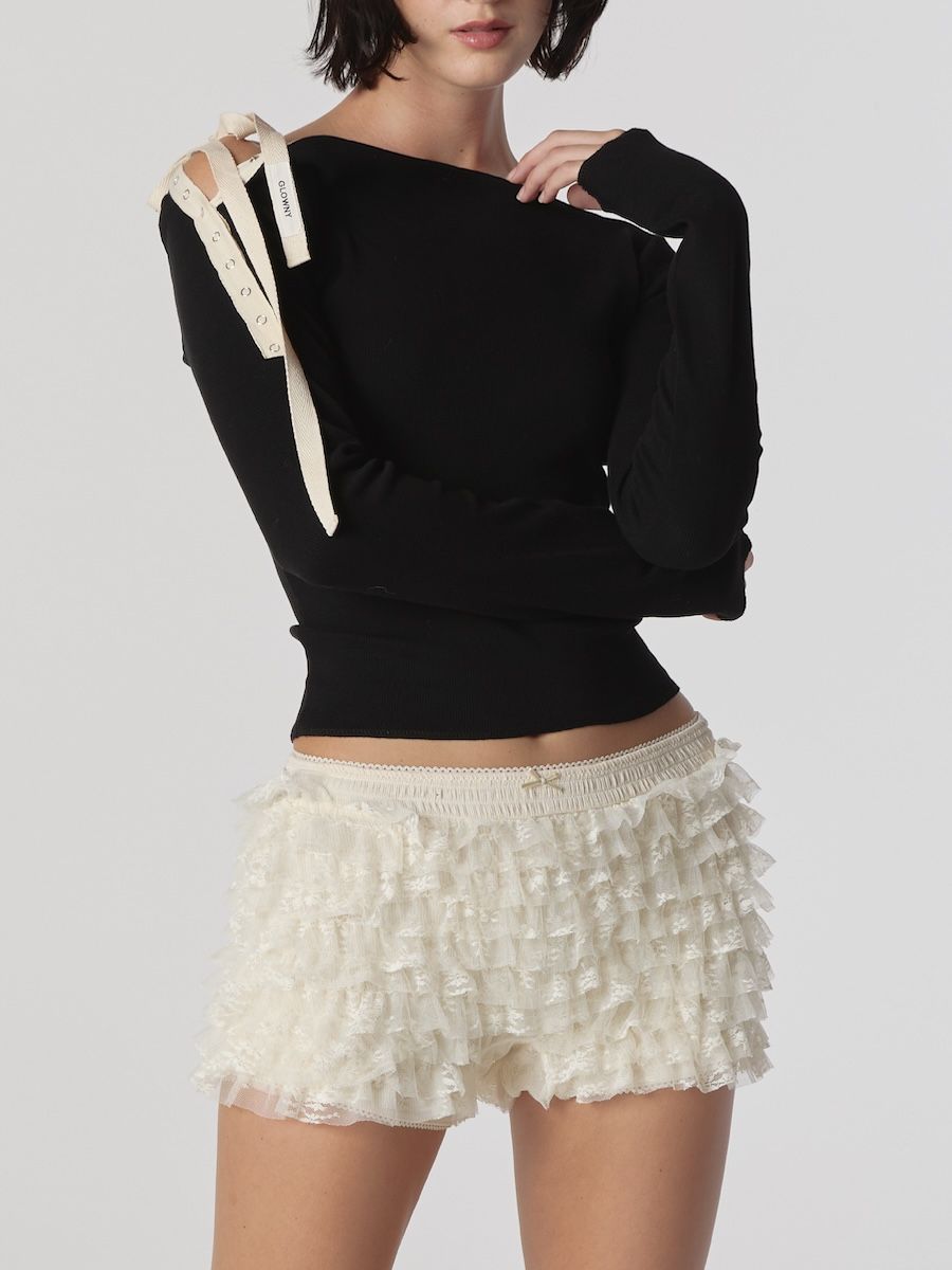 シモンズグランドセール MUSINSA | GLOWNY POLLY LACE BLOOMER SHORTS (IVORY) パンツ