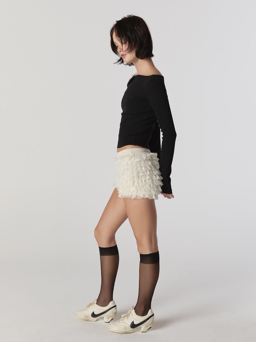 半額ストア MUSINSA | GLOWNY POLLY LACE BLOOMER SHORTS (IVORY) パンツ