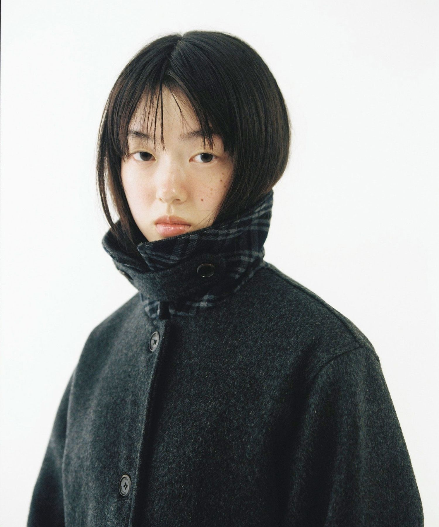 【OHESHIO】24fw CHECK HALF WOOL COAT MUSINSA | OHESHIO CHECK HALF WOOL COAT, BLACK
