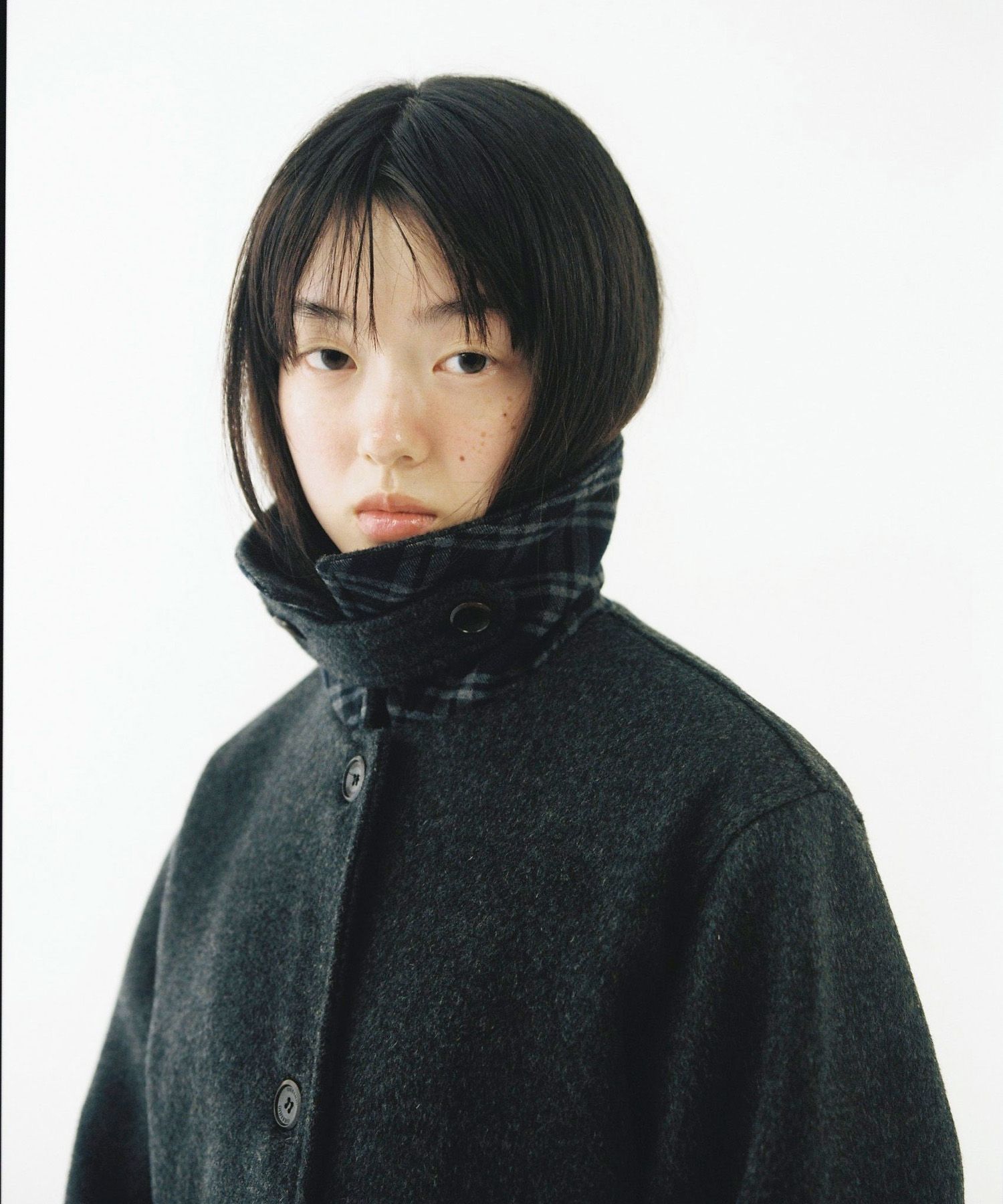 【OHESHIO】24fw CHECK HALF WOOL COAT MUSINSA | OHESHIO CHECK HALF WOOL COAT, BLACK
