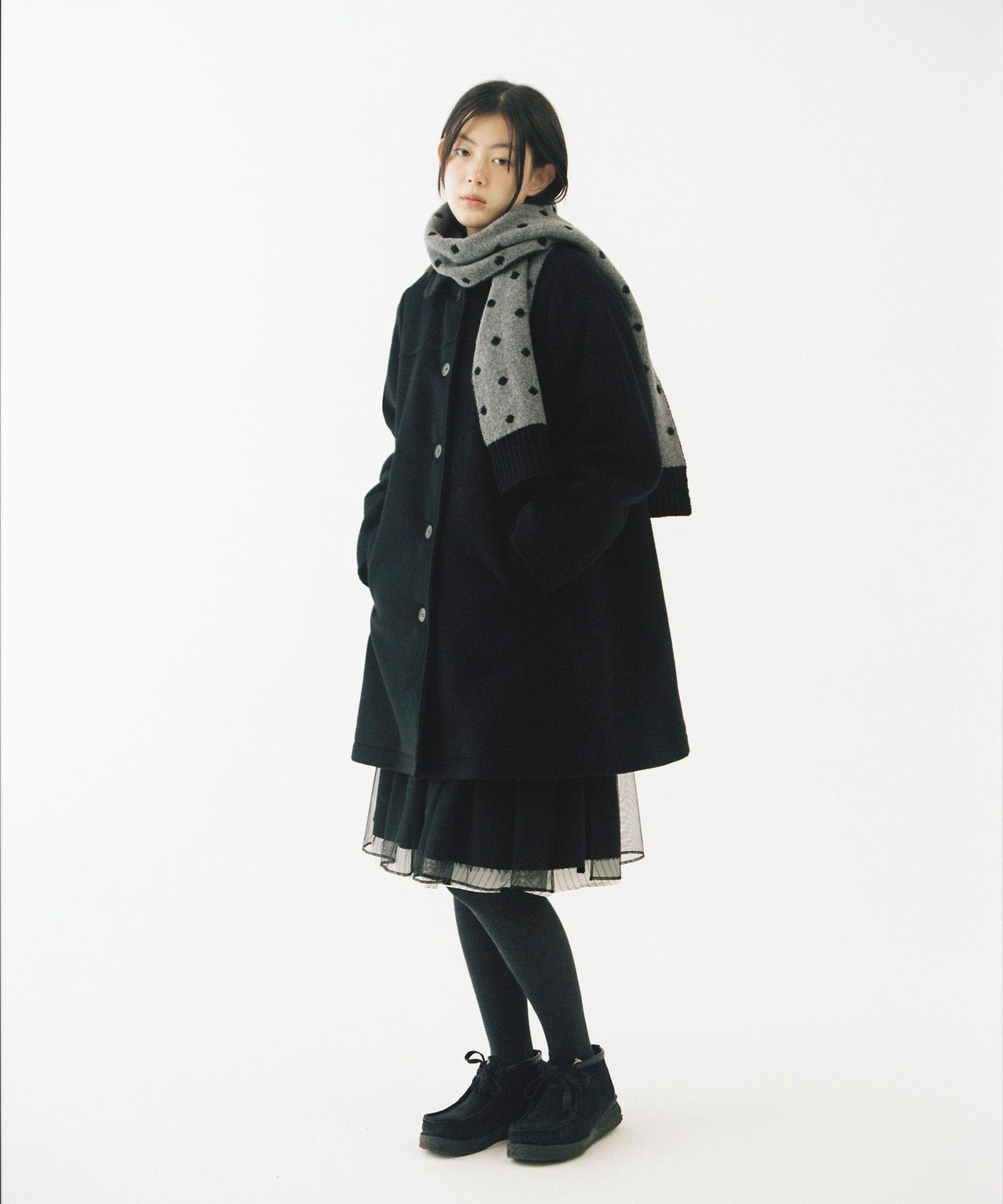 MUSINSA | OHESHIO HALF RAGLAN WOOL COAT, BLACK