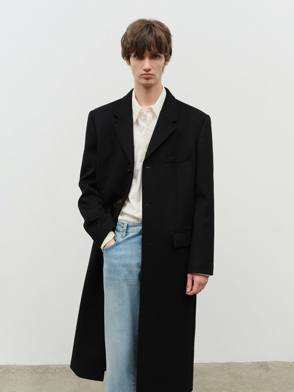 MUSINSA | DUNST 2-WAY 3 BUTTON CASHMERE COAT BLACK_UNISEX_UDCO4D121BK