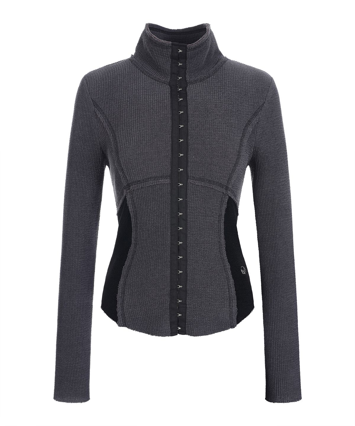 라라폭스(LALAFOX) HOOK SEAM LINE SLIM CARDIGAN 슬림 가디건 CHARCOAL BQ4CG001