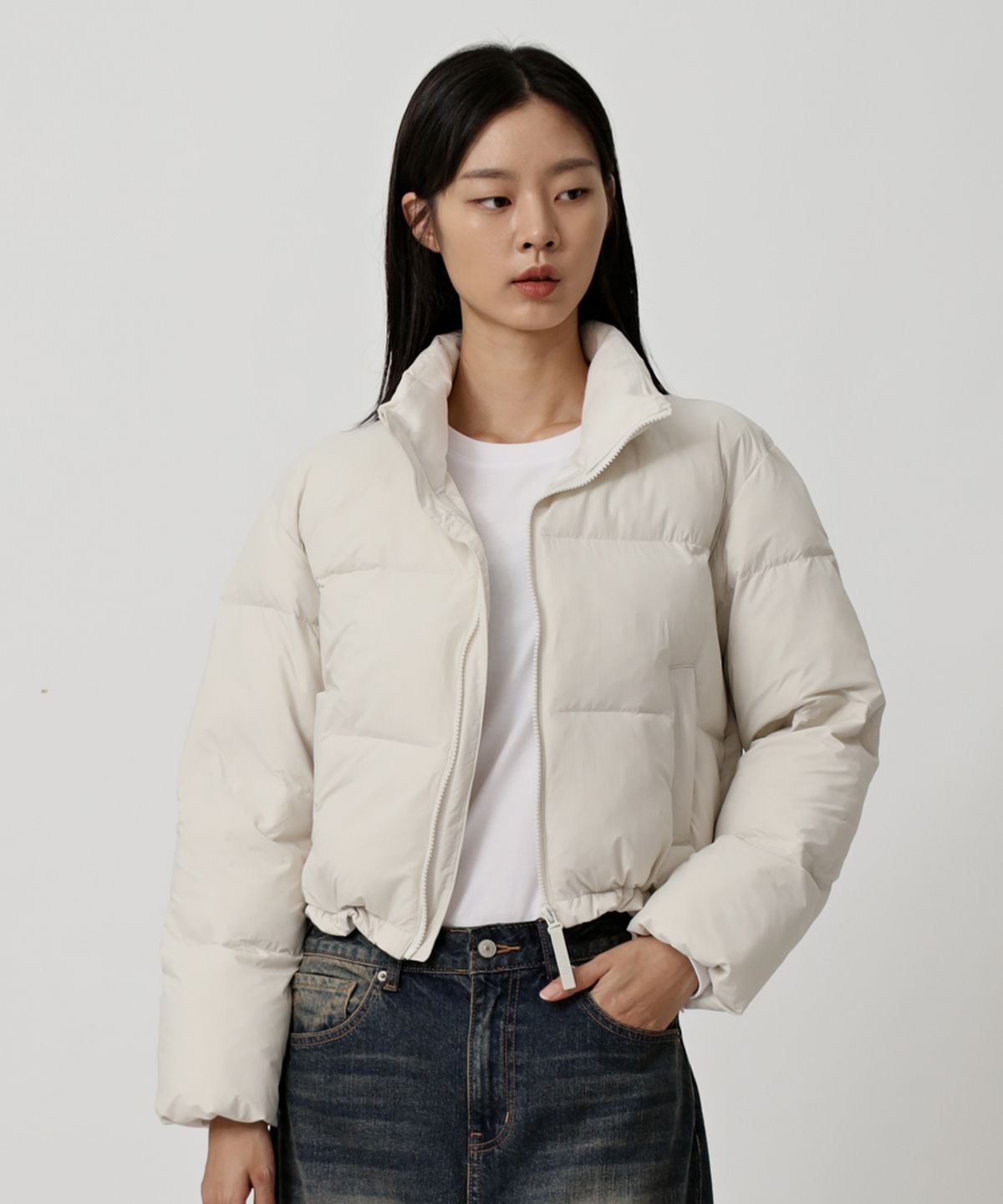 지프(JEEP) 미니멀 푸퍼 숏 패딩 L/BEIGE (JP5JPU293LE)