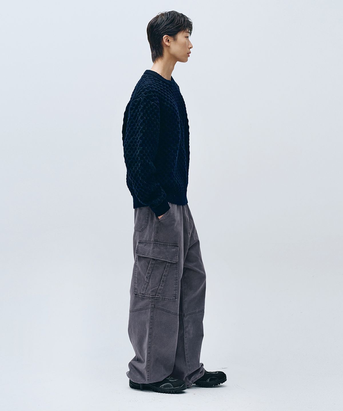 인템포무드(INTEMPOMOOD) 너티 카고 스트링 팬츠_다크퍼플