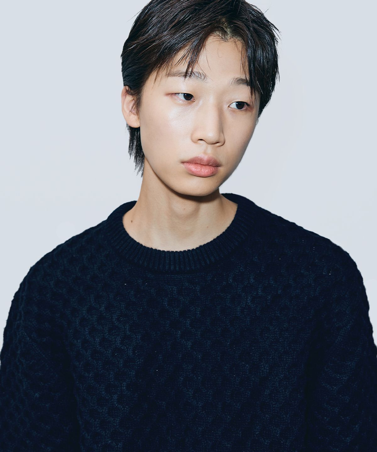 인템포무드(INTEMPOMOOD) 크로플 라운드 넥 니트_다크네이비