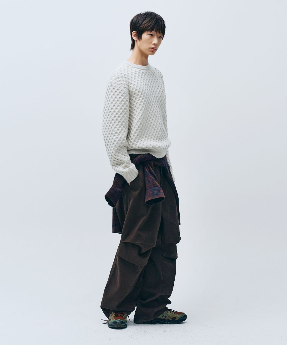 인템포무드(INTEMPOMOOD) 크로플 라운드 넥 니트_아이보리