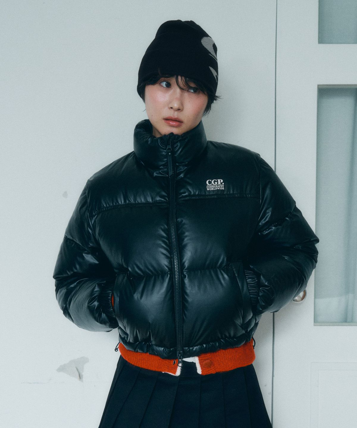 코드그라피(CGP) (우먼) WAVE 로고 자가드 비니_2COLOR