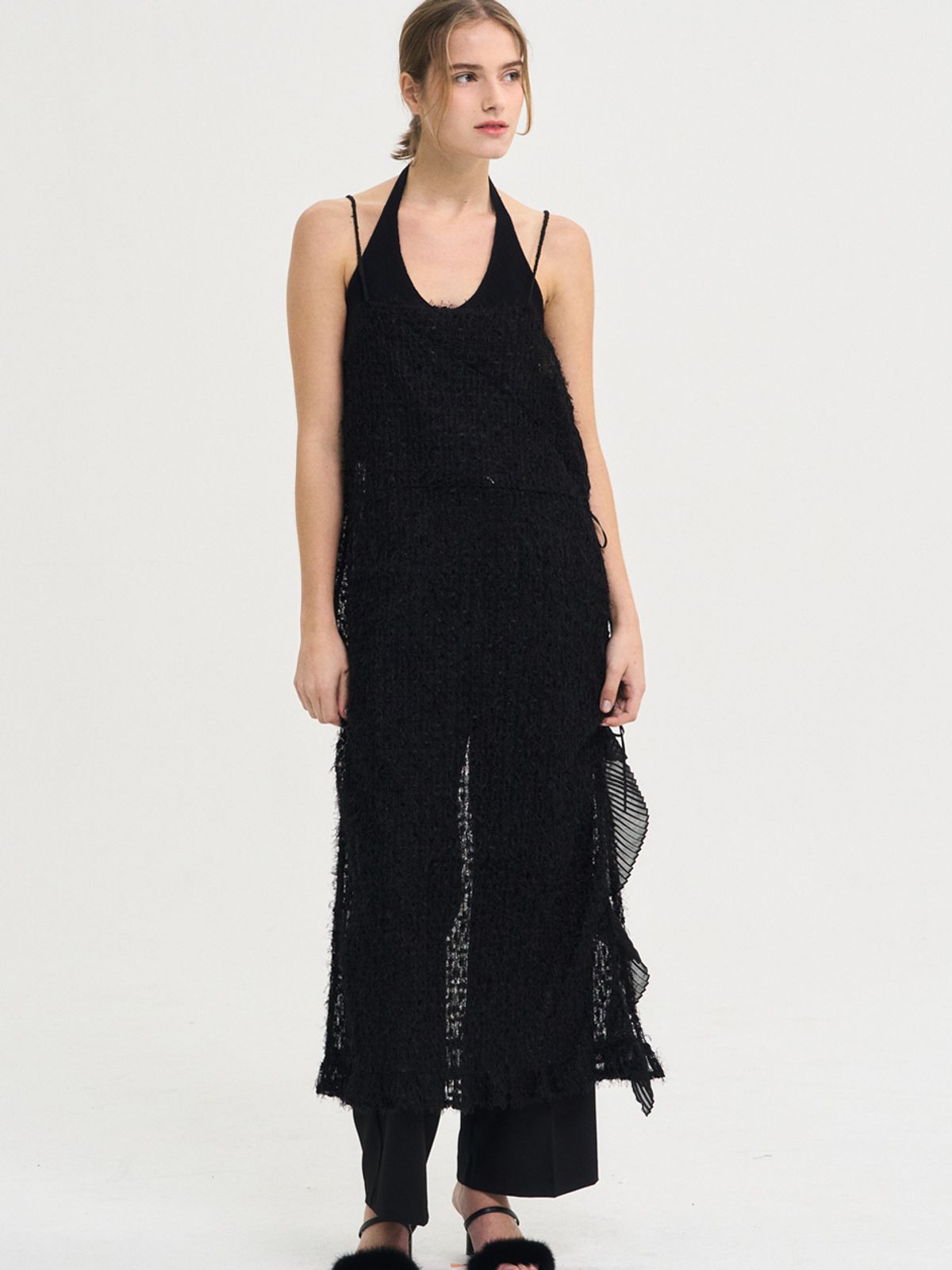 쏘리, 투 머치 러브(SORRY, TOO MUCH LOVE) Melody Lace Layered Ruffle Dress_Black