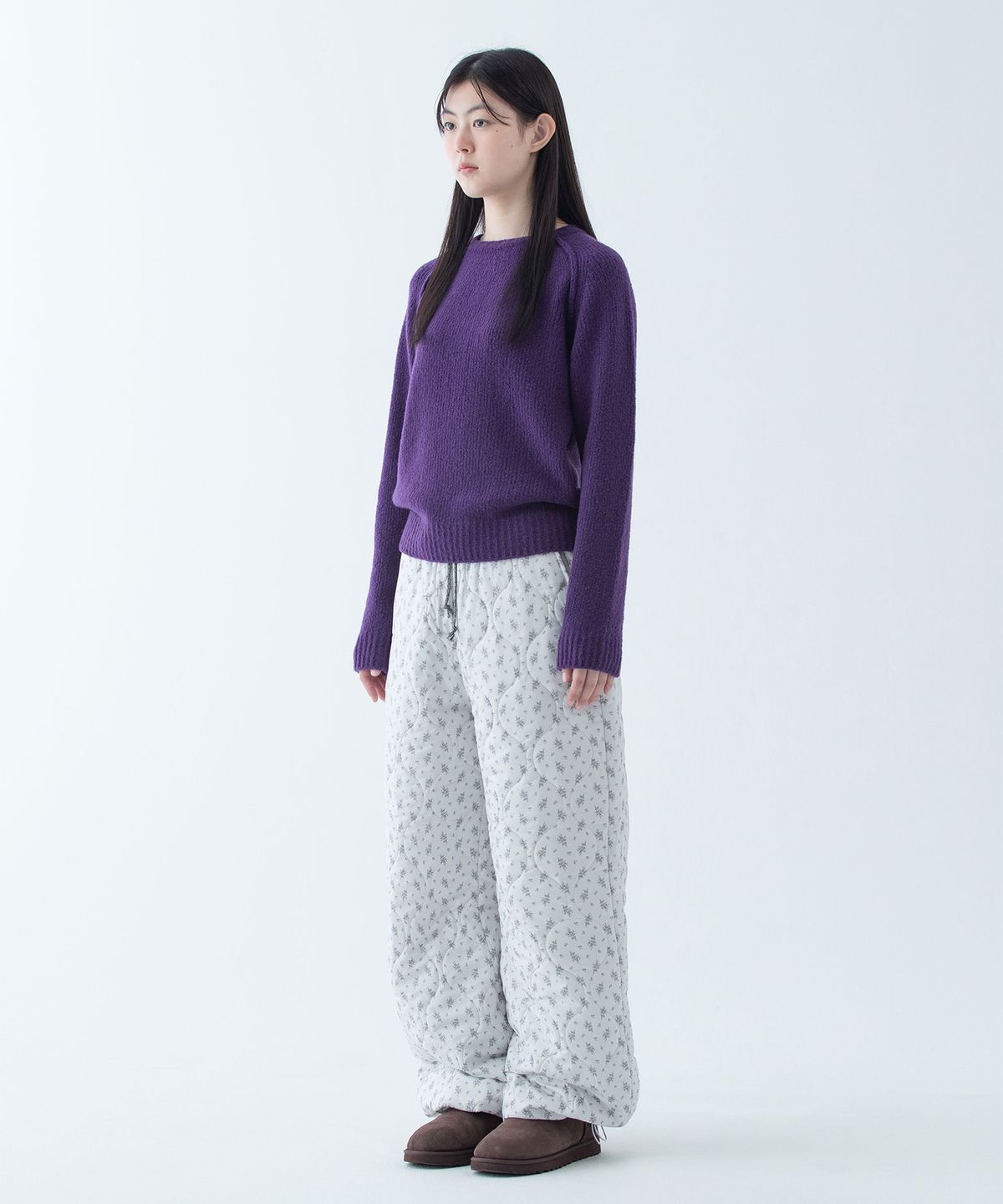 오헤시오(OHESHIO) FLOWER PADDING PANTS, GRAY